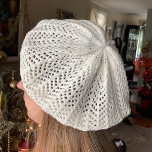 White Crochet Beret